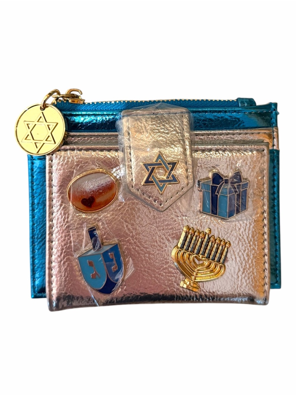 Brand New Betsey Johnson Mazel Tov Bifold Wallet Blue